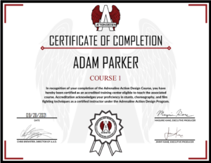 Empower Action Martial Arts & Film School run by Adam attained his Adrenalin Instructor Level 1 Certificate on 28/09/2021 (UK)