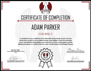 Empower Action Martial Arts & Film School run by Adam attained his Adrenalin Instructor Level 2 Certificate on 29/09/2021 (UK)