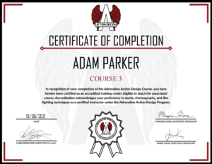 Empower Action Martial Arts & Film School run by Adam attained his Adrenalin Instructor Level 3 Certificate on 06/10/2021 (UK)