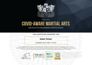 NGB approved COVID 19 aware Martial Arts School inline with UK Gov policies.